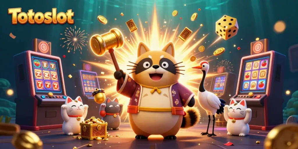 Totoslot menghadirkan tanuki gembira, crane, dan kucing keberuntungan di slot jackpot penuh kemeriahan.