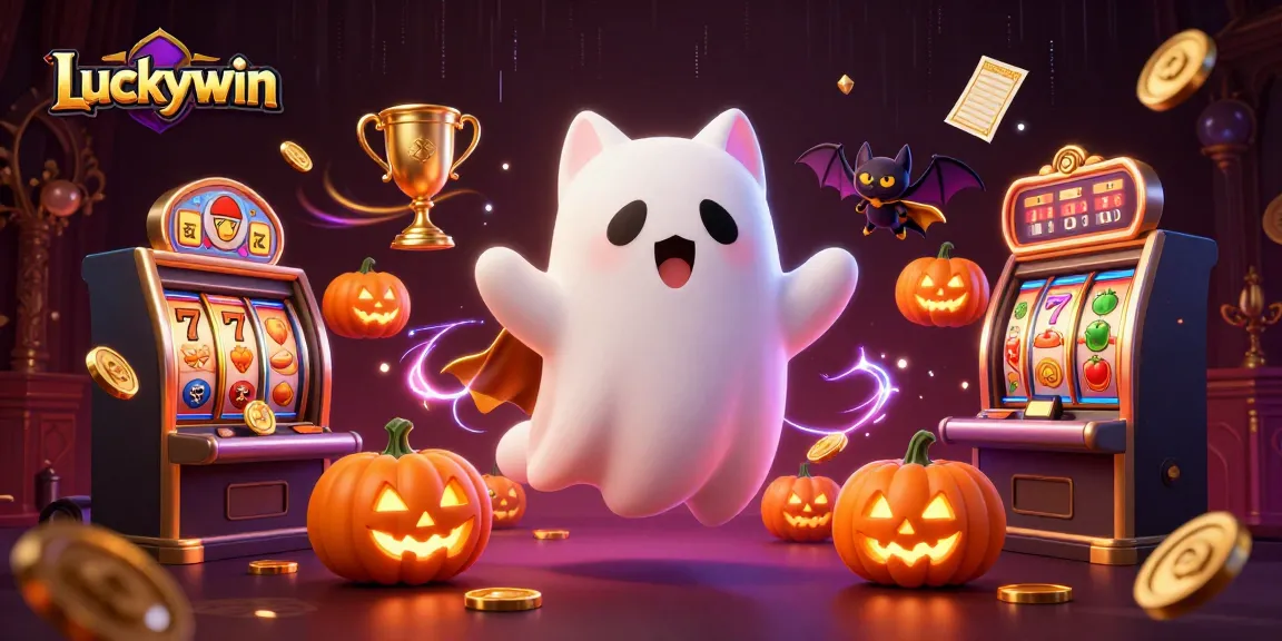 Experience thrilling wins with Luckywin in this vibrant haunted casino scene.