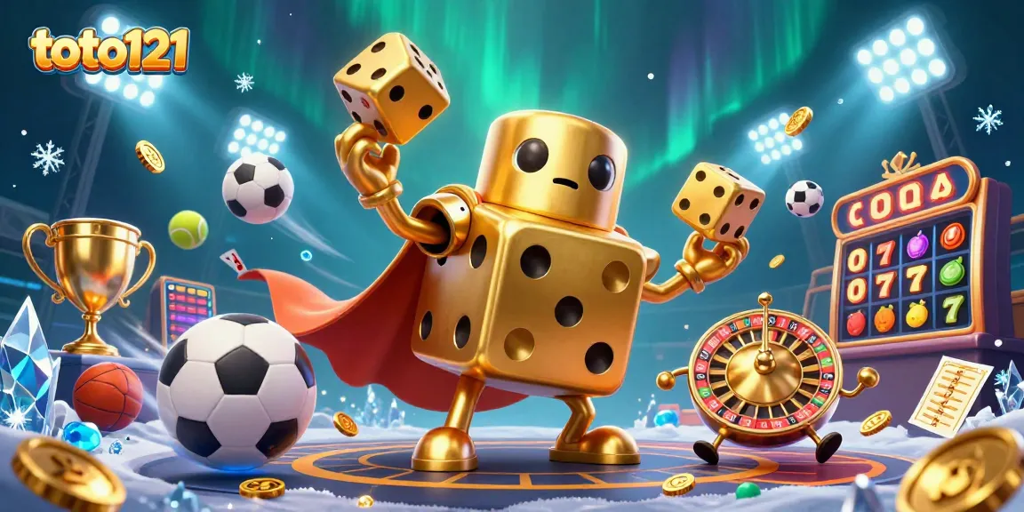 Play exciting slots at toto121 with dynamic golden dice and vibrant casino elements.