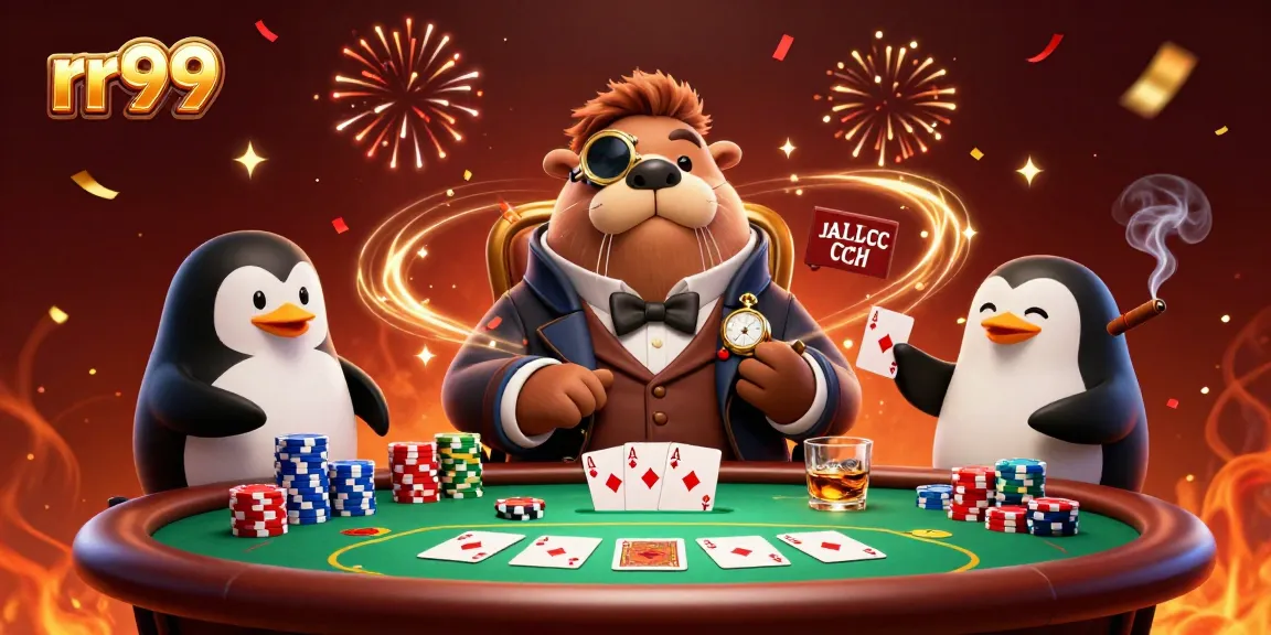 Experience immersive poker action with rr99 in a vibrant underwater setting featuring jolly characters.