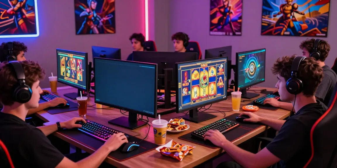 Players engaged in situs slot gacor gaming session, showcasing vivid graphics and an immersive atmosphere.