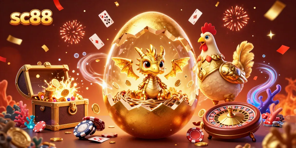 Experience thrilling gameplay at sc88 with a golden dragon emerging from poker chips amidst celebration.