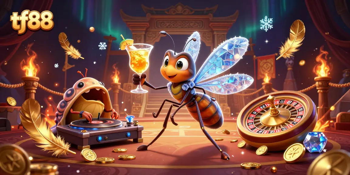 Experience thrilling wins at tf88 with a vibrant 3D casino scene showcasing engaging characters and rich game elements.