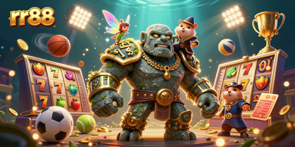 Experience dynamic gameplay at rr88 with thrilling slots and games in this vibrant 3D scene.