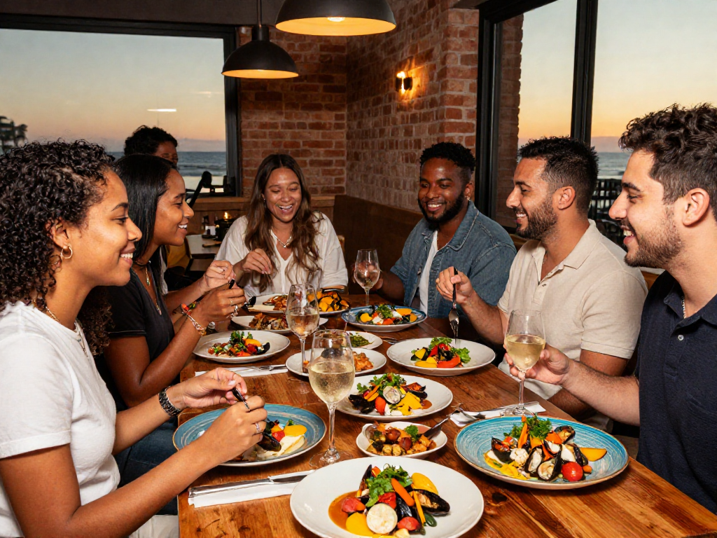 Experience lavowin nightlife dining in Naples with friends sharing gourmet dishes