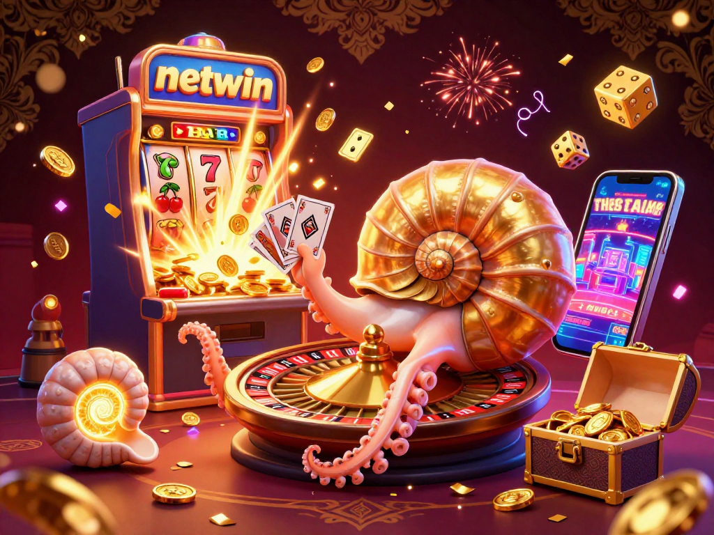 Engage with netwin's vibrant casino experience featuring a giant nautilus roulette wheel and dynamic jackpot excitement.