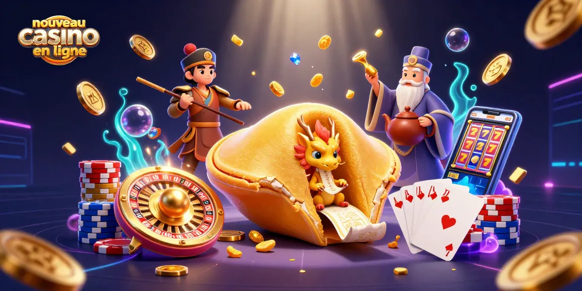 Explorez le nouveau casino en ligne avec une scène dynamique remplie d'éléments de jeu captivants.