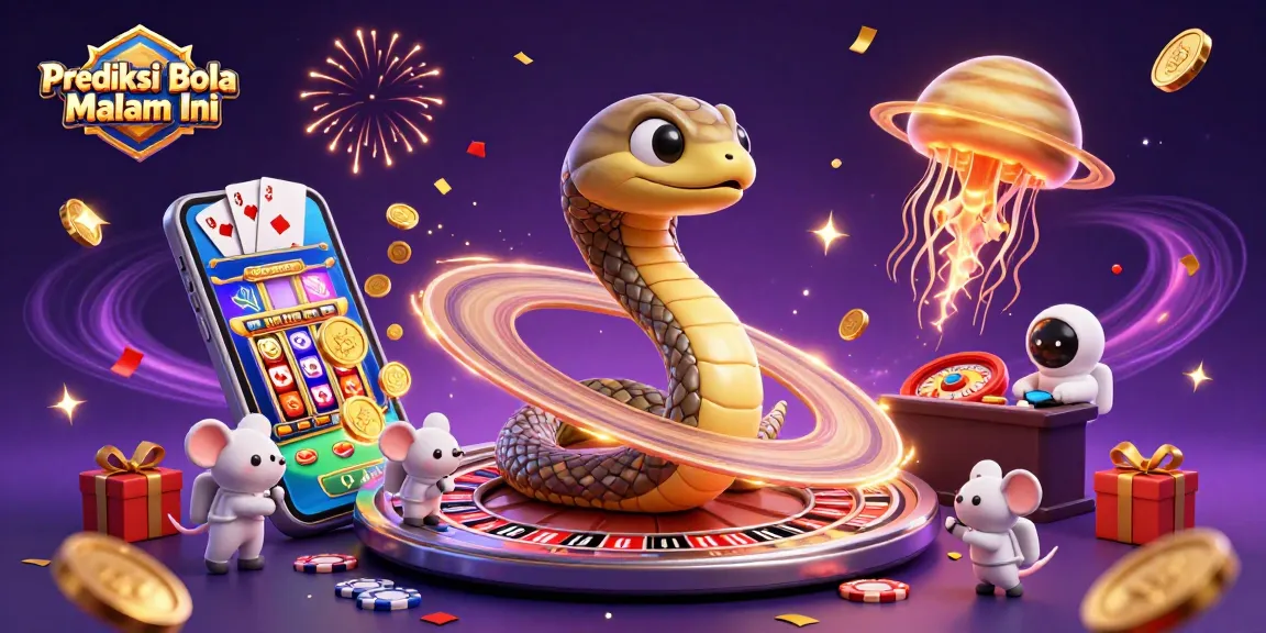 Bet on Prediksi Bola Malam Ini with cartoon rockets, sports balls, and vibrant casino elements.