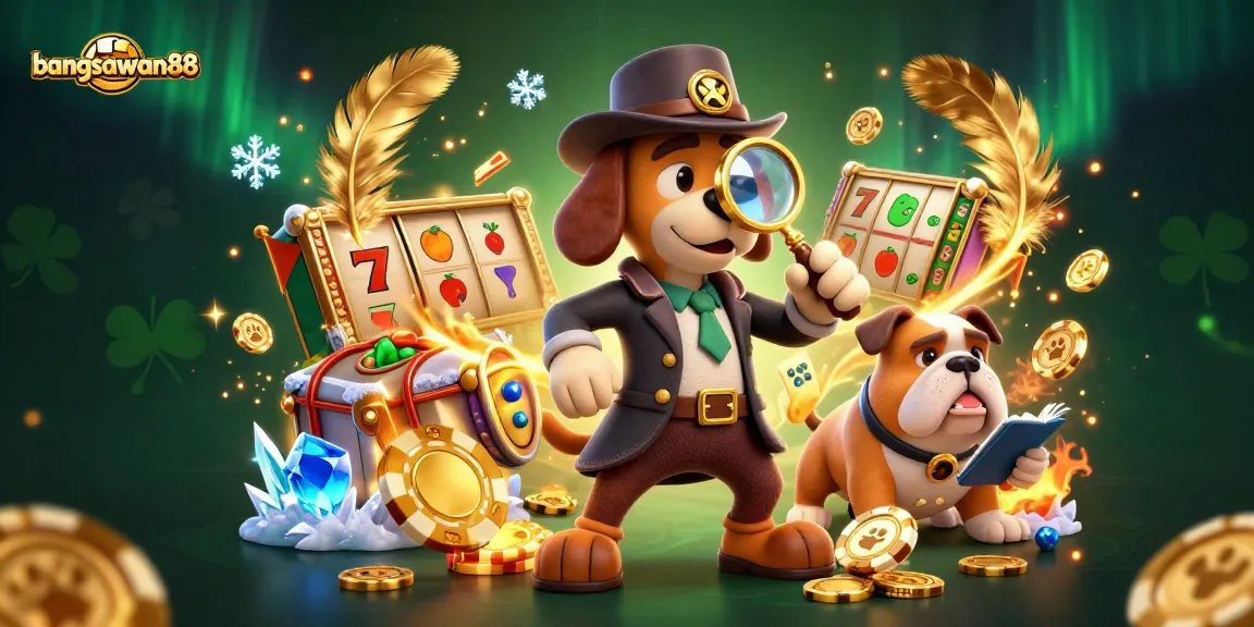 Engage in thrilling slot adventures with bangsawan88 as a detective dog hunts for golden poker chips.