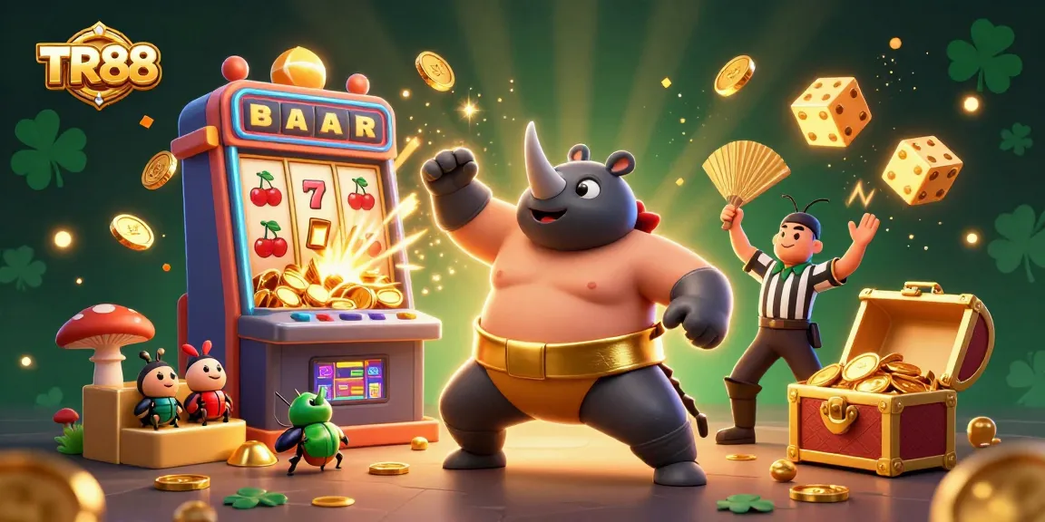 TR88 players celebrate massive wins at the casino with a vibrant scene of gaming excitement.