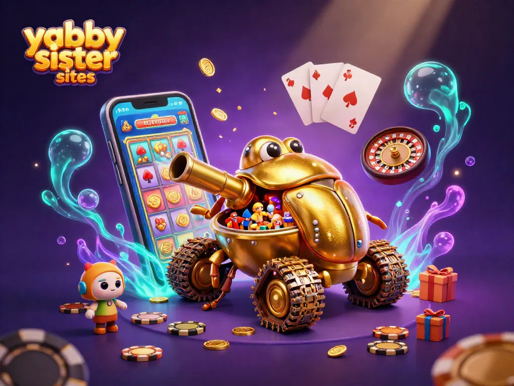 Explore exciting gaming opportunities at yabby sister sites with dynamic casino-themed illustration.