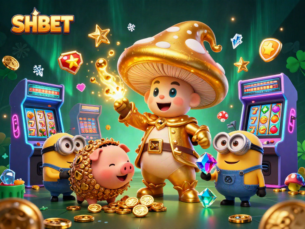 Spin the slots with SHBET's enchanting golden wizard and vibrant casino treasures!