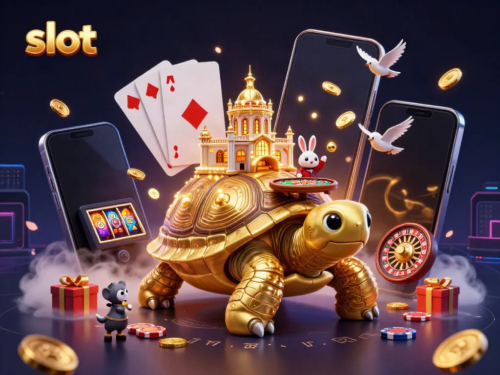 Bermain slot interaktif di kasino virtual dengan karakter unik, koin emas, dan berbagai elemen permainan.