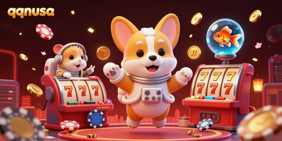 Experience thrilling gameplay with qqnusa in a dynamic 3D casino scene filled with floating slot reels.
