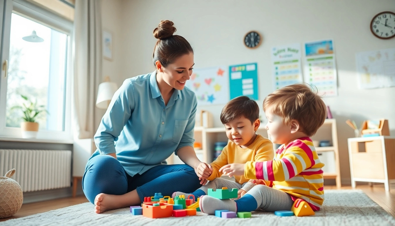 Engaging Autism Therapy session with child and therapist using colorful educational tools.