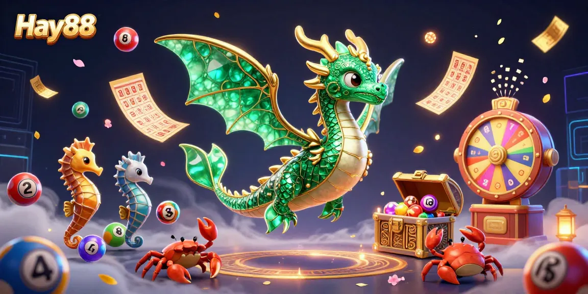Win big with Hay88 in this vibrant casino-themed illustration full of exciting game elements.