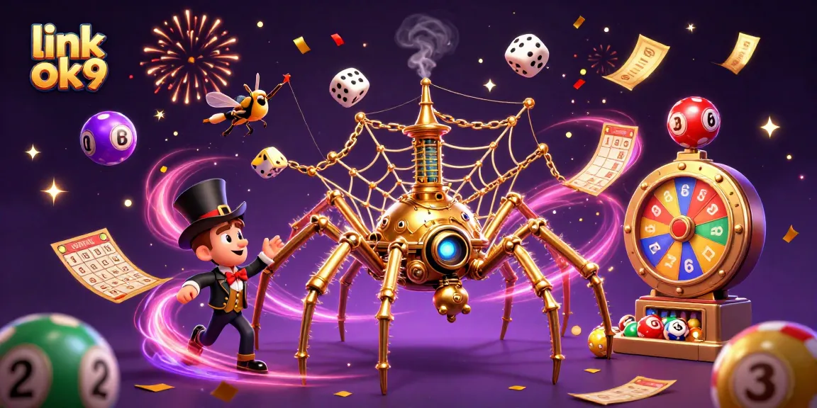 Engage with the unique link ok9 featuring a steampunk spider and lottery elements in an exciting gambling scene.