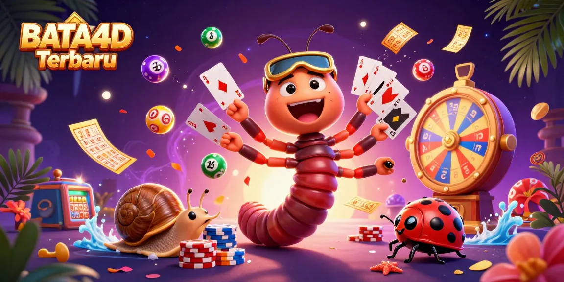 BATA4D Terbaru showcases a playful casino scene with dynamic elements reflecting excitement in gaming.