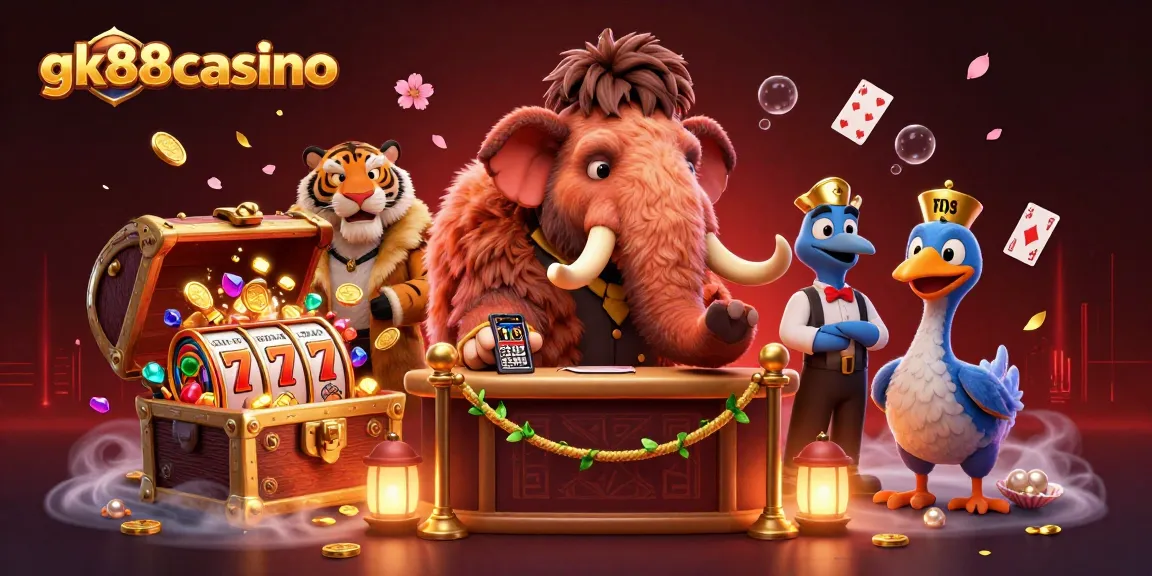 Experience top gaming at gk88casino with vibrant characters and stunning casino elements.