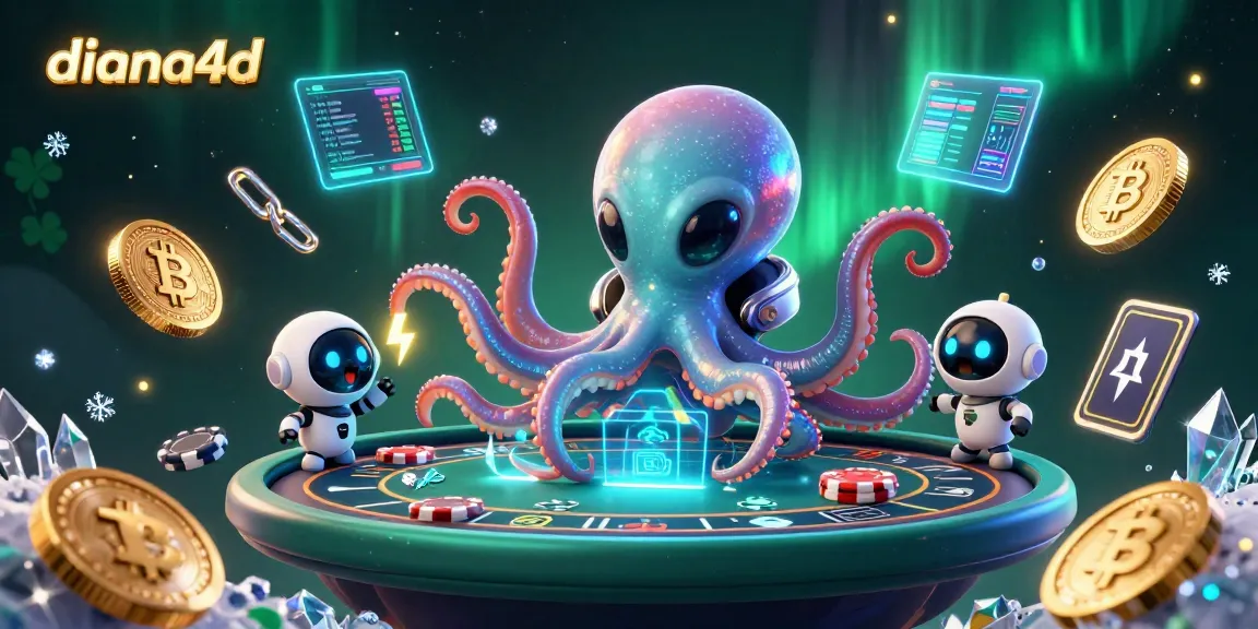 Win big prizes at diana4d with a vibrant scene of an alien octopus at a holographic poker table