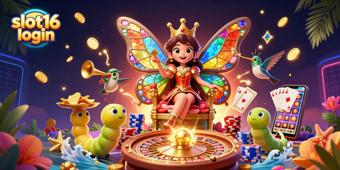 Engage in fun gaming with slot16 login featuring vibrant casino elements in a rich 3D scene.