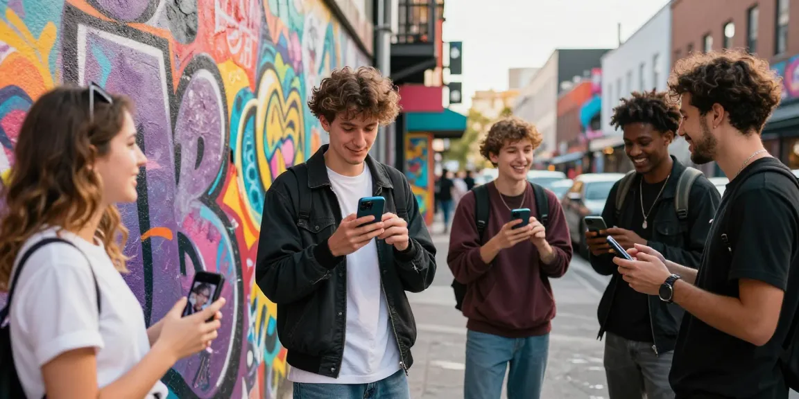 Celebrity look alike comparison in a vibrant urban setting with friends enjoying modern streetwear during daylight.
