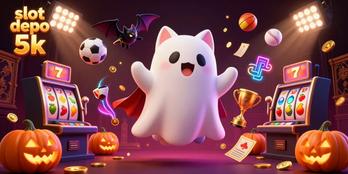 Experience thrilling gameplay at slot depo 5k with a ghost cat and vampire bat in a haunted casino.