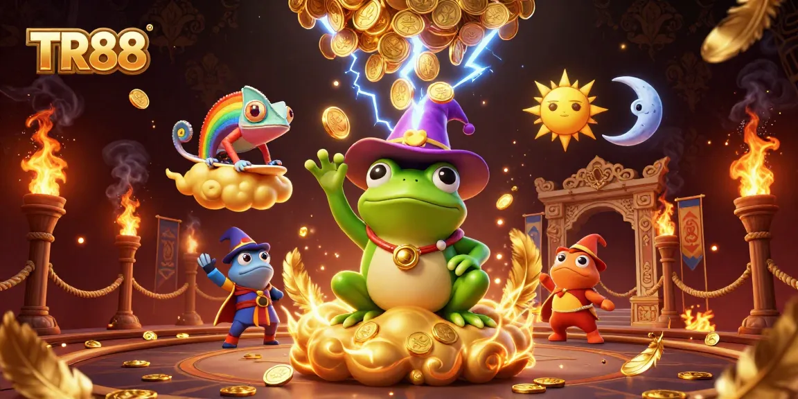 TR88 showcases winning strategies with vibrant characters in a dynamic online casino scene.