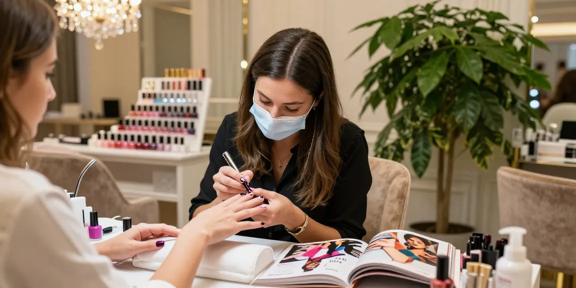 Proses manicure LUXURY 12 di salon mewah dengan suasana elegan dan pencahayaan lembut