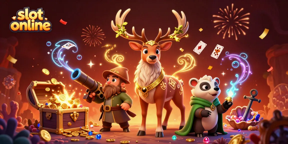 Engage in slot online gaming with vibrant 3D characters and dynamic treasures.