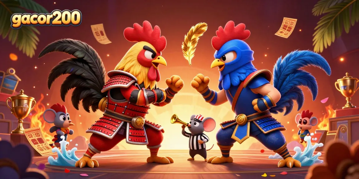 Meraih kemenangan dalam pertarungan ayam di gacor200 dengan elemen perjudian kreatif dan seru.