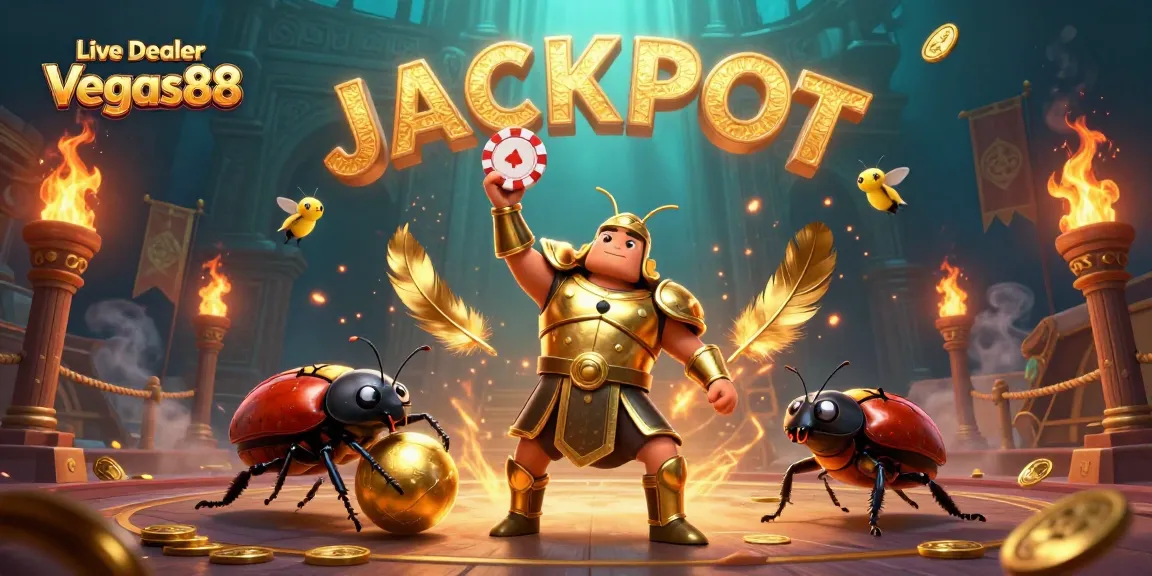 Join the excitement of Live Dealer Vegas88 with a detailed 3D illustration of gaming triumph.