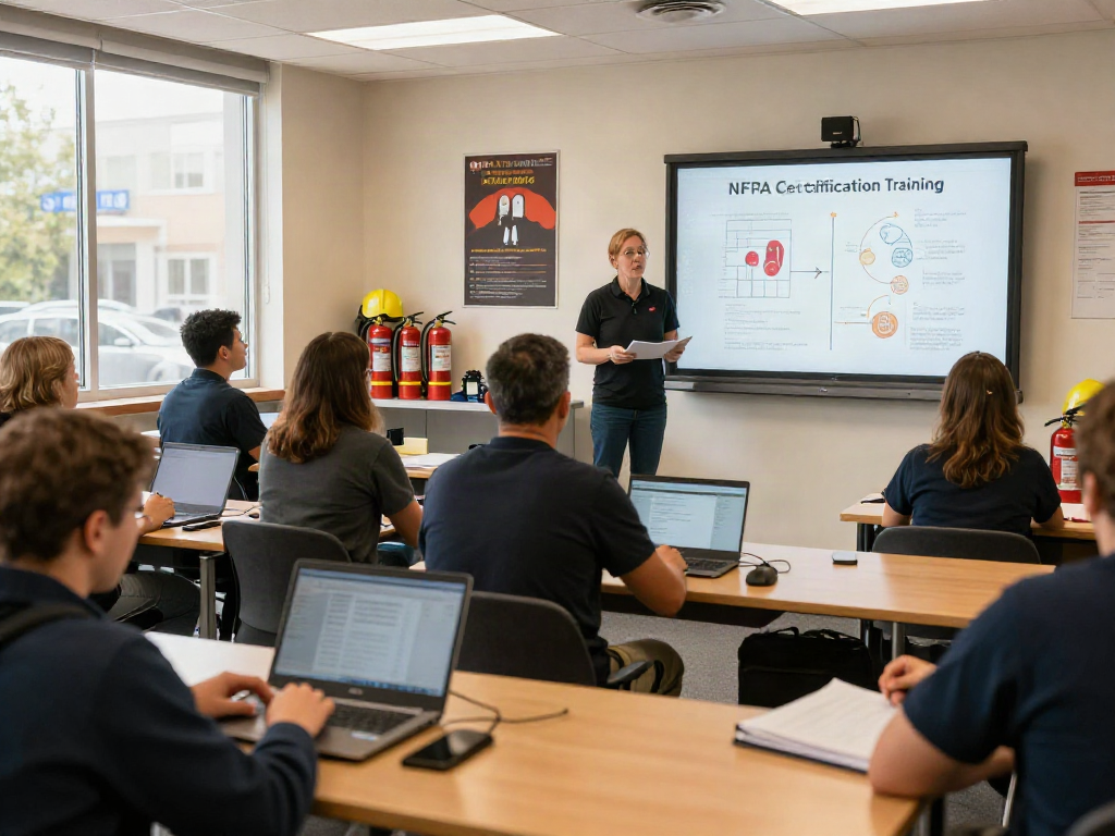 Engaged professionals participating in NFPA Certification Training, enhancing safety knowledge and skills.