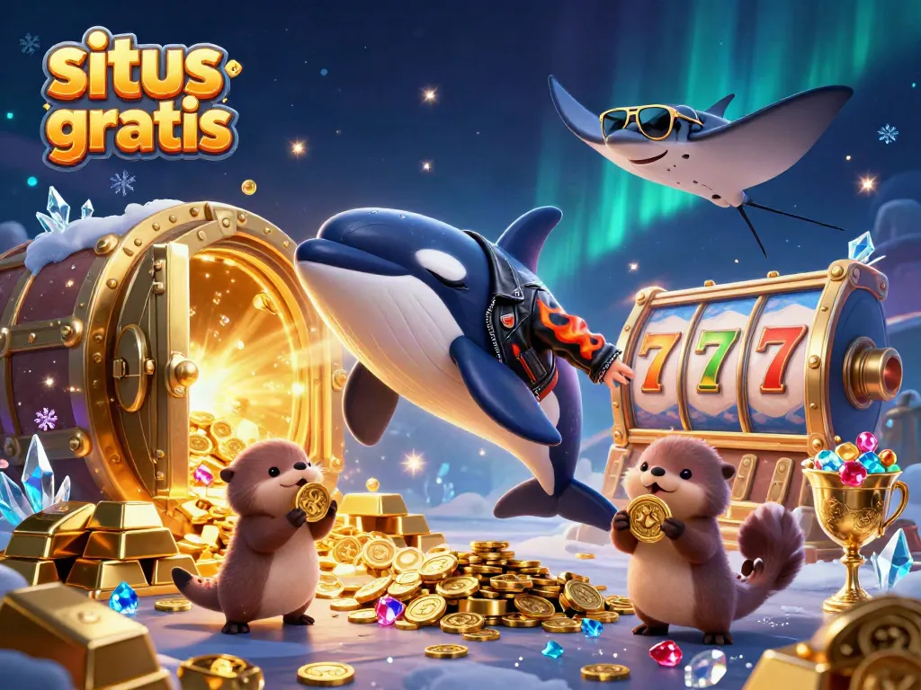 Experience excitement with situs slot gratis featuring exciting characters and treasures in 3D illustration.