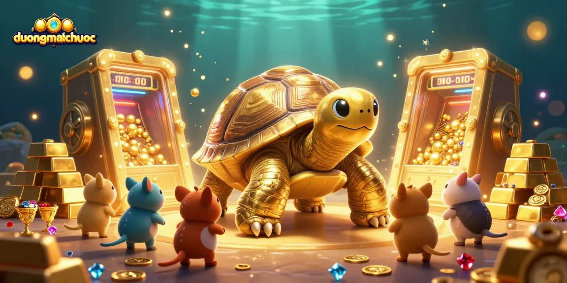 Engage in thrilling gameplay with duongmatchuoc as golden tortoise pinball machine lights up the scene.