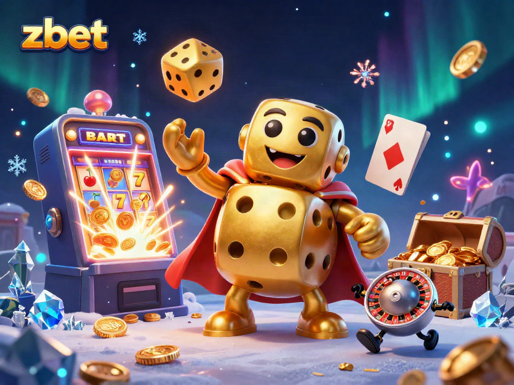 Engage with zbet's vibrant casino experience featuring interactive golden dice and a jackpot explosion.