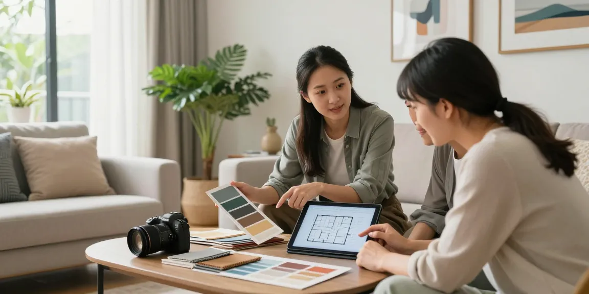 Desain interior rumah dengan layanan konsultasi di https://decorserene.com/privacy-policy/ menunjukkan proses kolaborasi antara desainer dan klien.