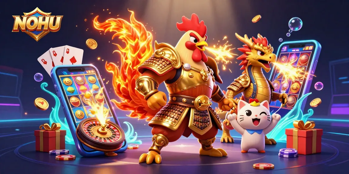 Experience thrilling NOHU gameplay with a dynamic scene of characters and slot elements