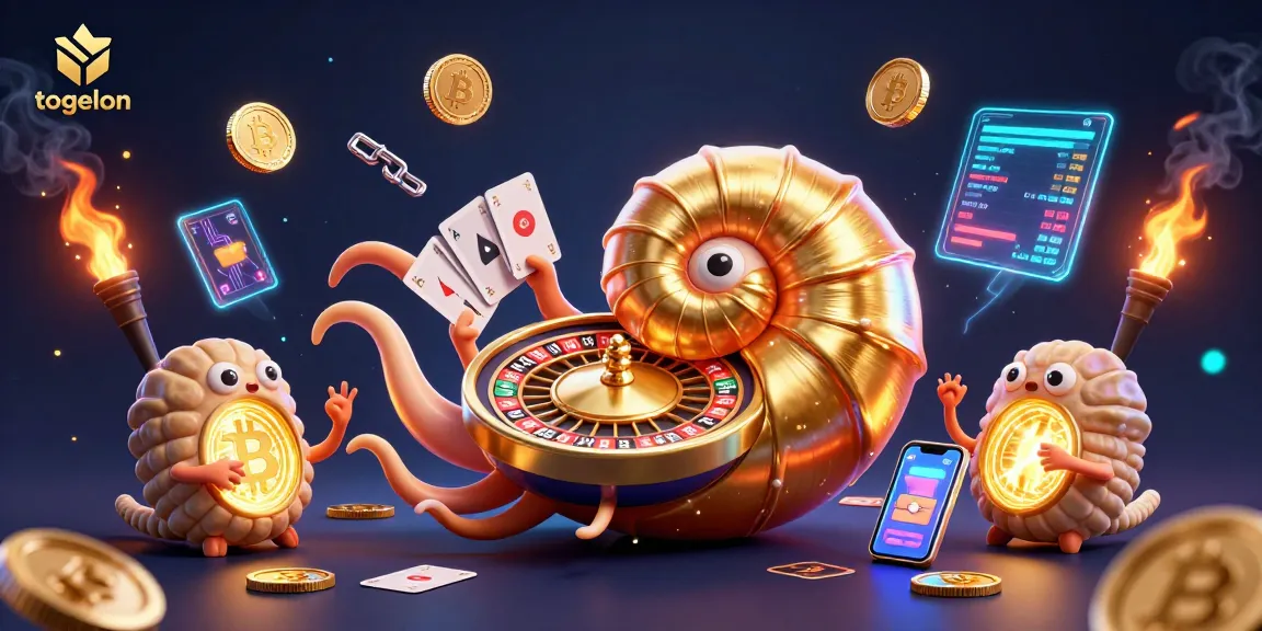 Experience thrilling gameplay on togelon, featuring a nautilus roulette wheel and glowing crypto elements.
