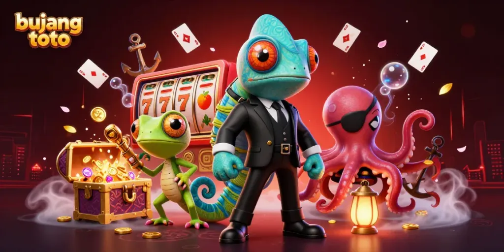 Bujang toto showcases a dynamic casino scene with vibrant characters and engaging gaming elements.