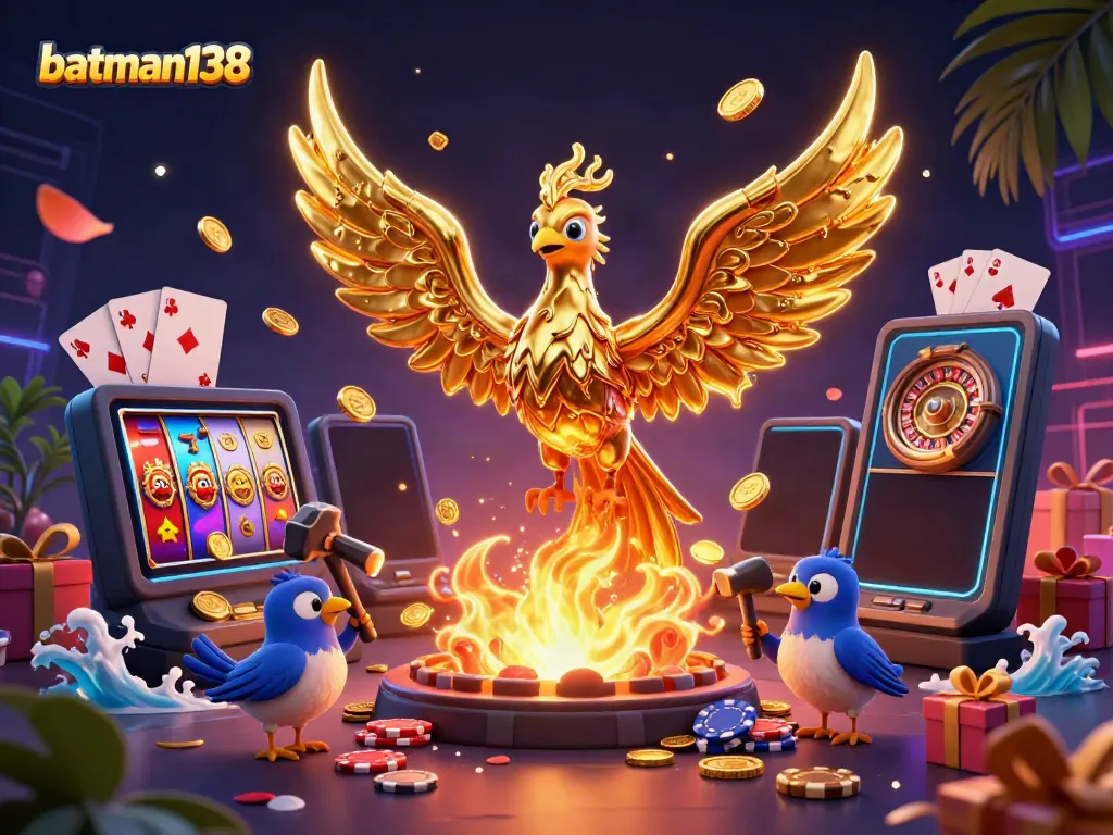 Experience thrilling gameplay on batman138 with a molten gold phoenix and vibrant casino elements.
