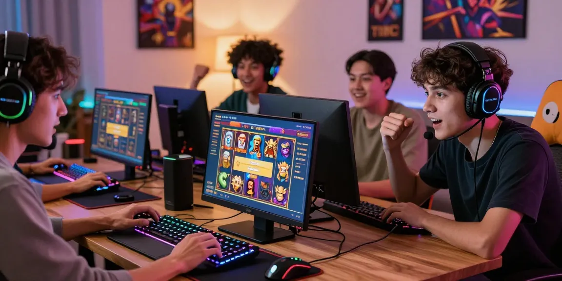 Friends enjoying an exciting gaming experience on situs 888 with vibrant Zeus slot graphics.