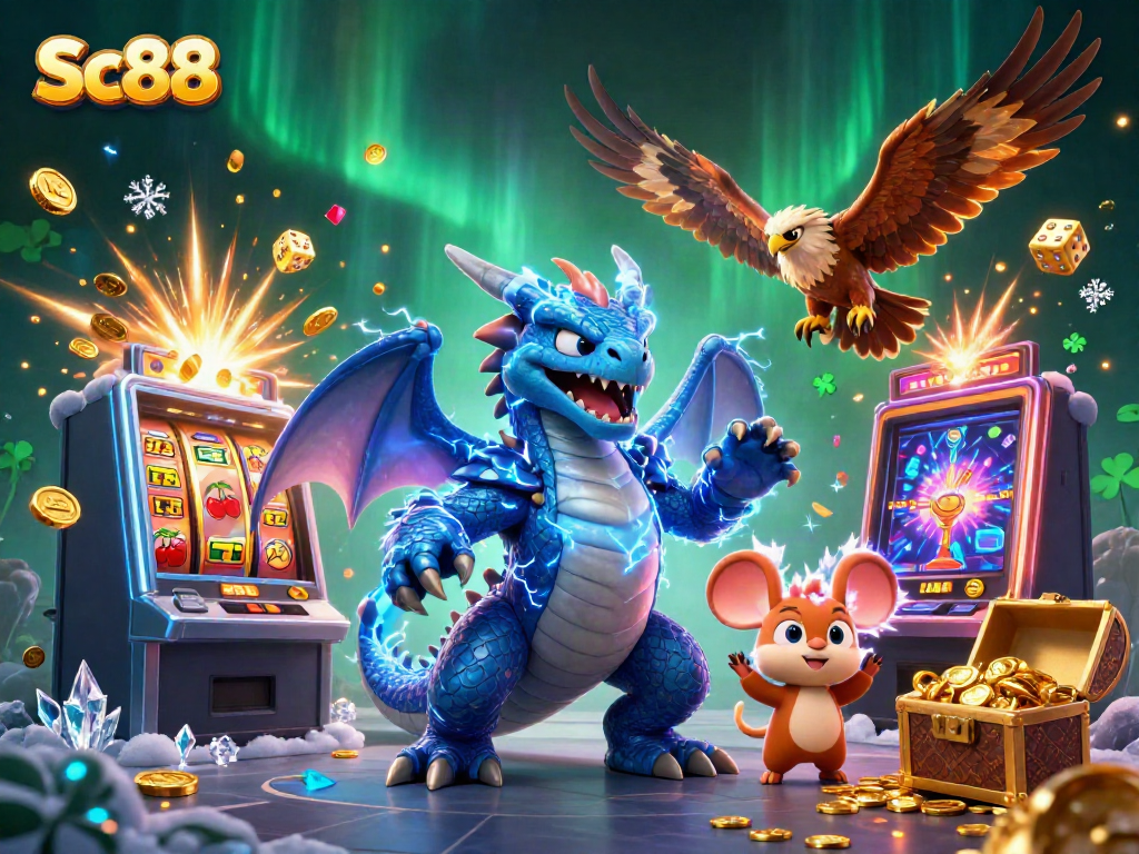 Experience entertaining gameplay at Sc88 with a dynamic slot machine scene filled with vibrant casino elements.