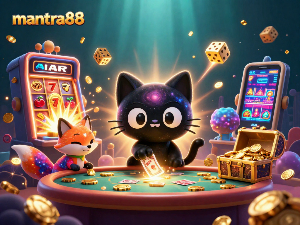 Experience the thrill of mantra88 with a captivating cosmic casino scene featuring enchanting characters and vibrant game elements.