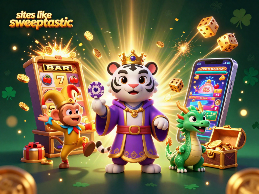 Engage with sites like sweeptastic by exploring a vibrant casino scene with jackpots and lively characters.