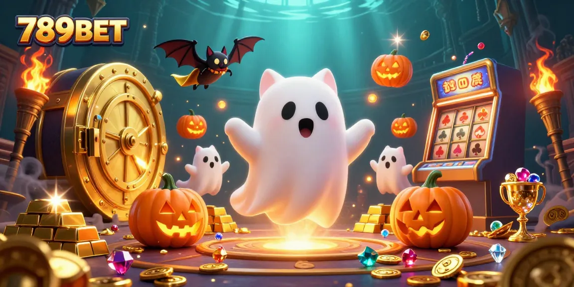 Join the thrilling experience of 789BET with a vibrant haunted casino scene featuring magic and games.
