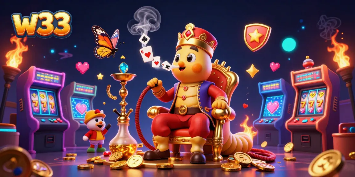 w33 players enjoy vibrant slot scenes with a magical caterpillar and glowing game elements.