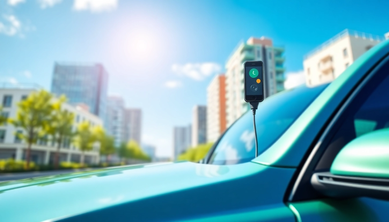 Showcasing insurance approved trackers on a vehicle in a vibrant urban setting for enhanced security.