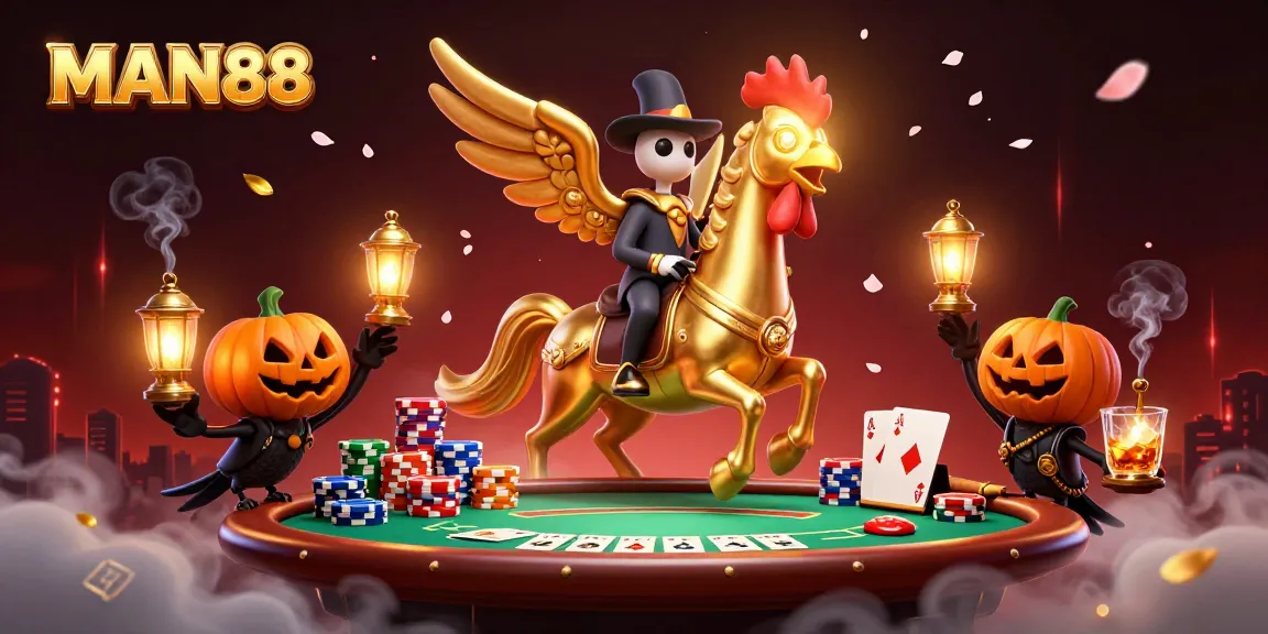 Experience the thrill of gaming at MAN88 with a stunning 3D casino scene depicting a vibrant atmosphere.