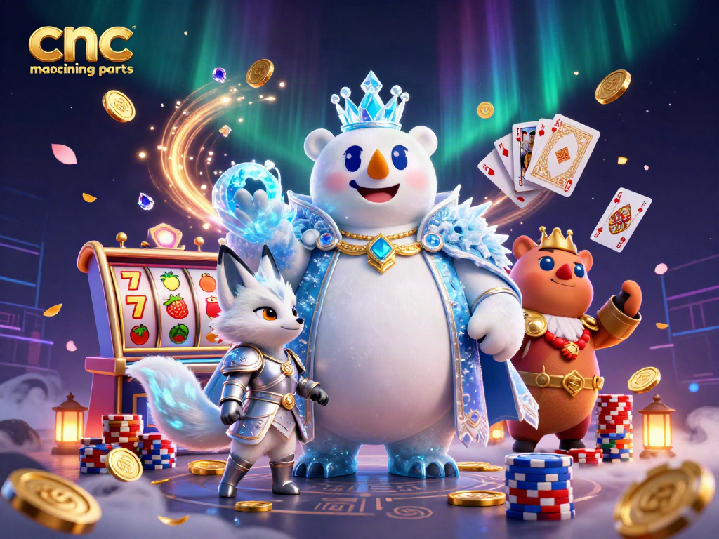 Engage with winning strategies in CNC machining parts illustrated with casino themes and vibrant game elements.